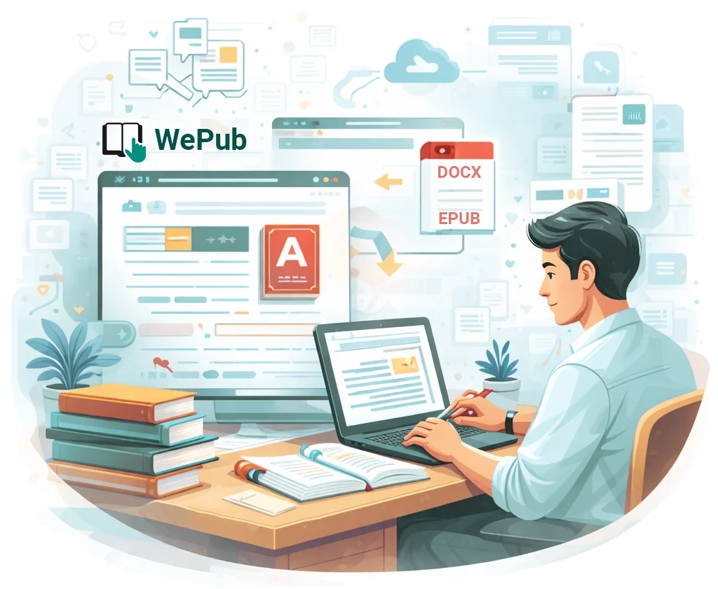 Author workflow from manuscript to published web content