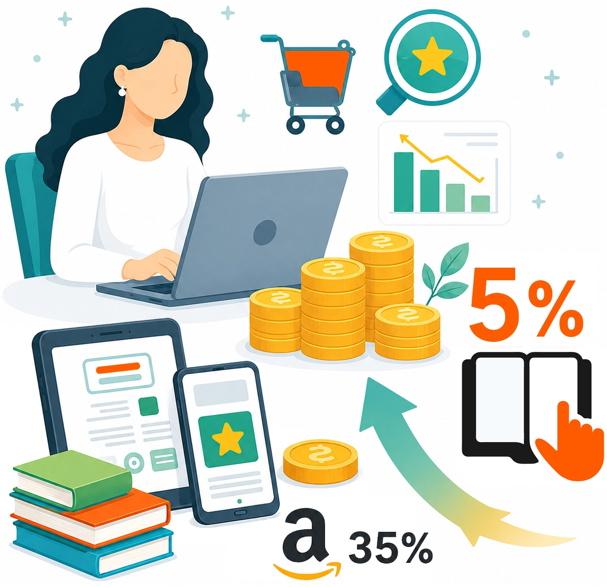 Commerce and analytics for direct sales and reader engagement